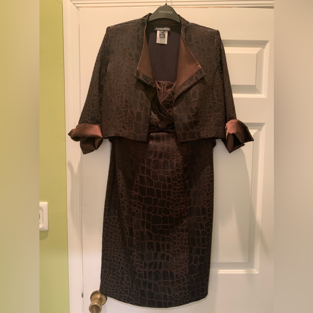 Frank Lyman dress with matching bolero jacket! Animal print design fabric.